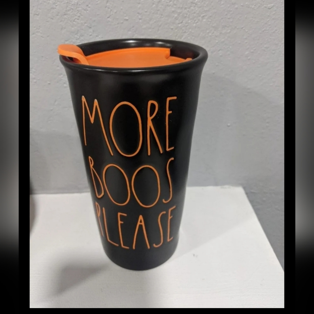 Rae Dunn Halloween Party Tumbler Mug Travel Orange Black Drinkware